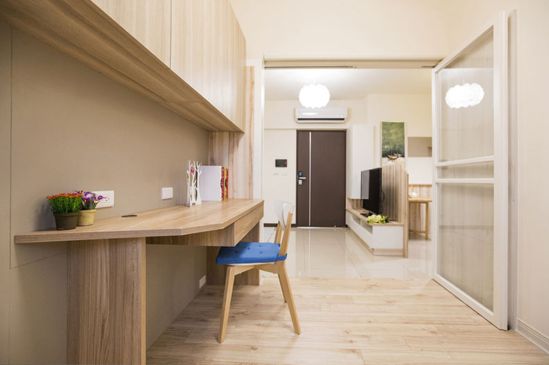 宜家风格原木书房效果图