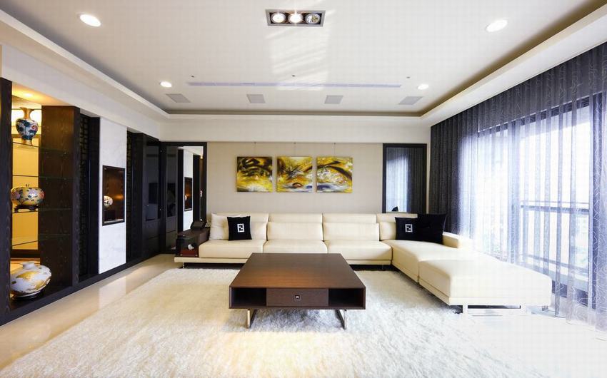 现代家装客厅吊顶设计 - 效果图