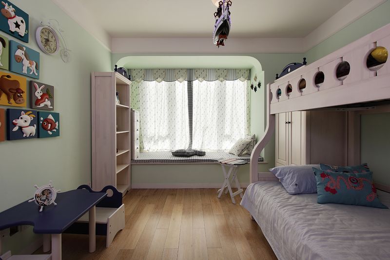 清脆地中海风格儿童房飘窗台面设计效果图