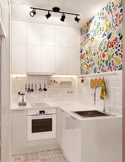 白色北欧风情小厨房案例图 - 效果图