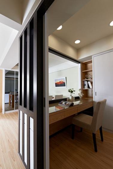 原木现代美式书房隔断装饰 - 效果图