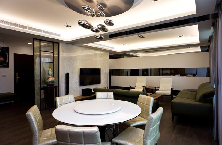 时尚现代餐厅圆桌设计 - 效果图