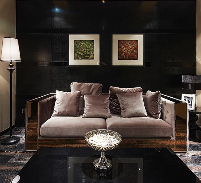 暗淡华丽后现代风格家居二人沙发装饰效果图