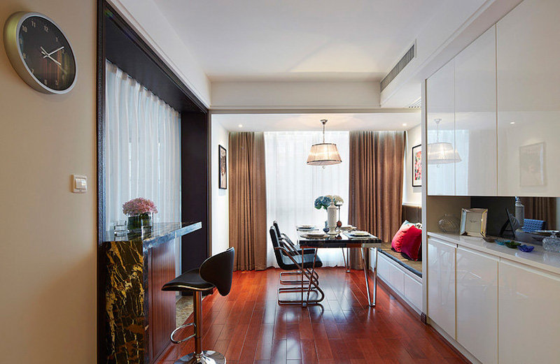 现代家居餐厅 实木复合地板装饰图 - 效果图