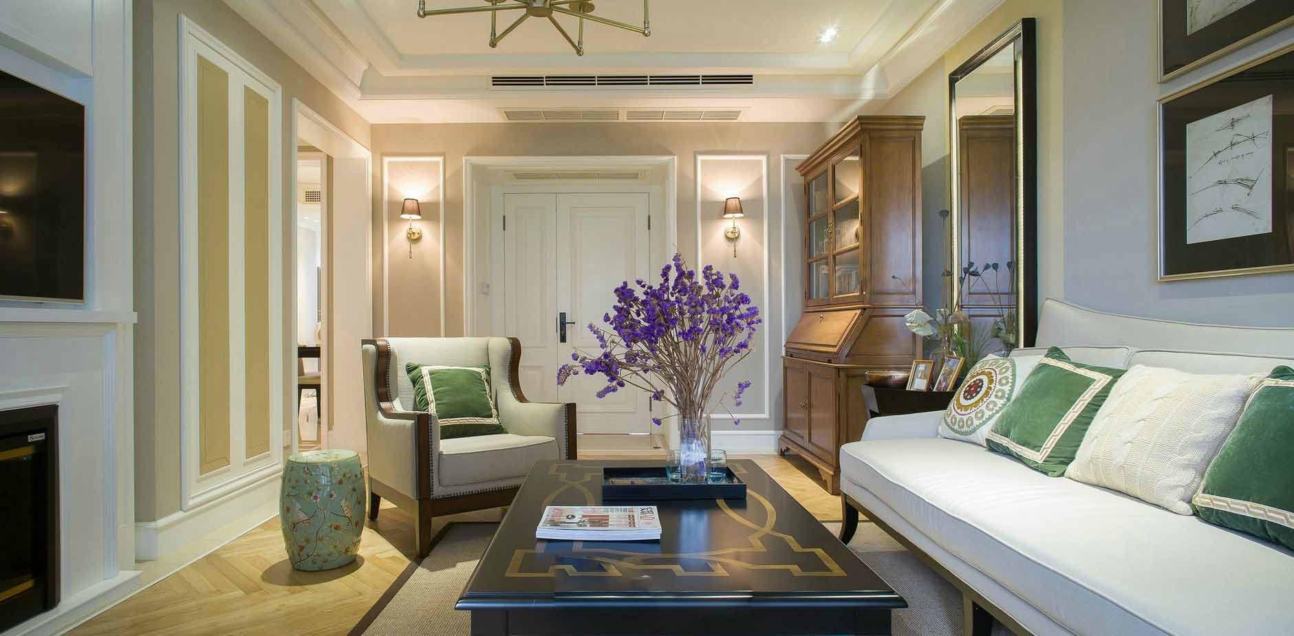 美式田园风格客厅装潢效果图