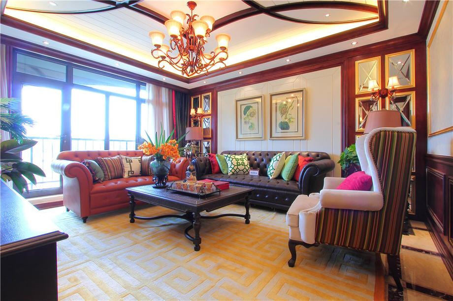 多彩东南亚装饰风格公寓客厅装潢美图 - 效果图