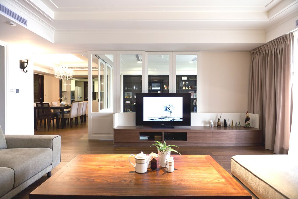 简美式客厅电视柜装饰图 - 效果图