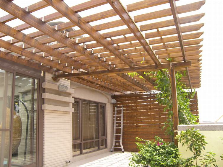 中式现代别墅阳台花架装饰图 - 效果图