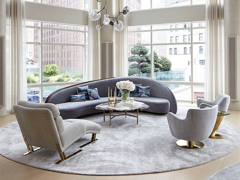 时尚简约风格复式客厅设计案例图 - 效果图