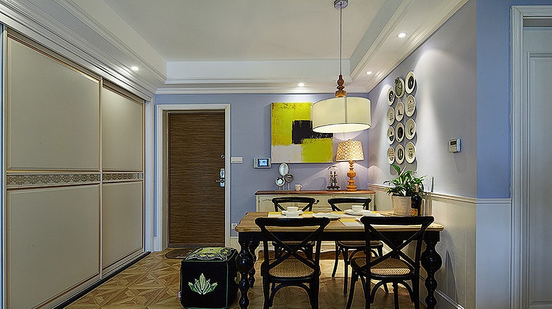 清新唯美混搭美式餐厅搭配效果图