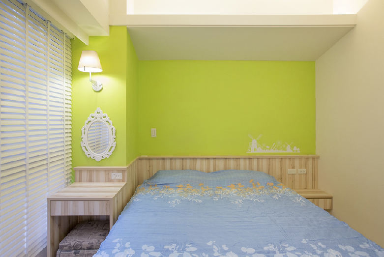 清新简约卧室背景墙设计 - 效果图