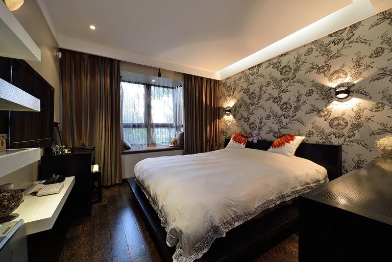 古朴现代装修风格家居卧室飘窗设计 - 效果图