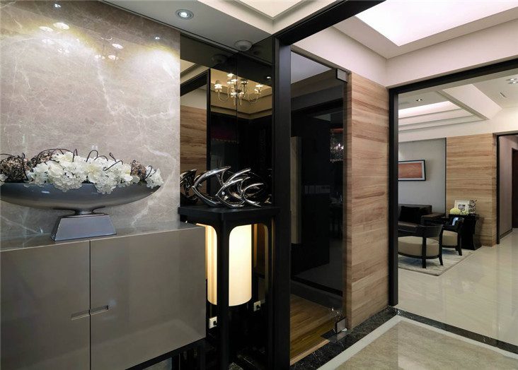 现代时尚深色系玄关效果图